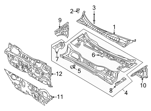 2008 Hyundai Azera Cowl Insulator-Dash Panel Diagram for 84124-3K000