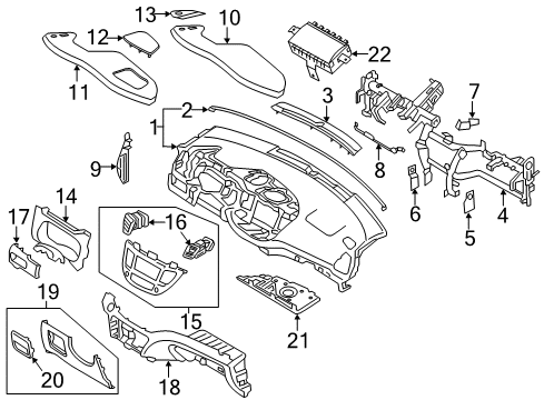 2017 Hyundai Tucson Instrument Panel Bar Assembly-Cowl Cross Diagram for 84410-D3100-AS