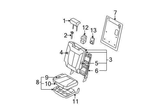 2008 Hyundai Santa Fe Third Row Seats Cover-3RD Back Upper Diagram for 89531-0W400-J4