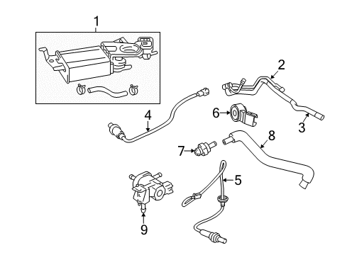 2009 Toyota Matrix Emission Components Vacuum Valve Diagram for 25860-0H090