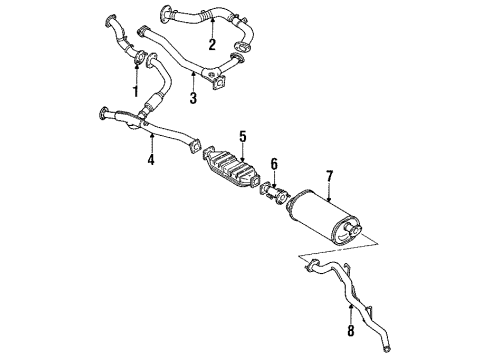 1992 Isuzu Rodeo Exhaust Components Muffler Assembly, Exhuast Diagram for 8-97063-723-2