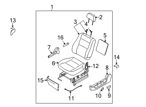 2005 Kia Sorento Front Seat Components Cushion Assembly, LH Diagram for 881003E001CY4