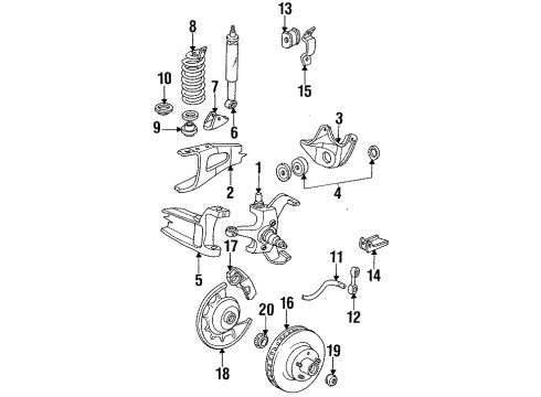 1992 Ford F-150 Front Suspension Components, Stabilizer Bar & Components Seat Diagram for F2TZ-5A307-A