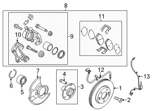 2012 Hyundai Elantra Brake Components Rear Disc Brake Pad Kit Diagram for 58302-2LA31