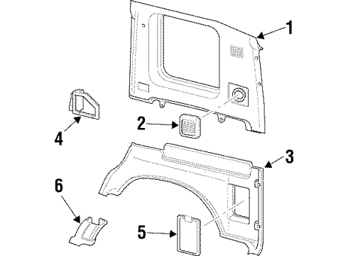 1998 Acura SLX Interior Trim - Quarter Panels Pad, Cushion Diagram for 8-97111-186-0