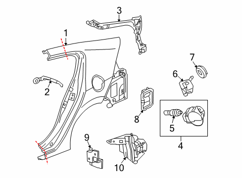 2011 Honda Insight Quarter Panel & Components Strake, R. RR. Diagram for 74475-TM8-A20