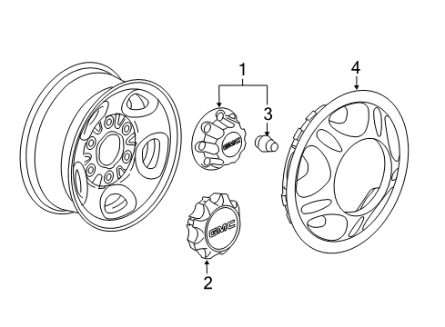 2013 GMC Sierra 2500 HD Wheel Covers & Trim Hub Wheel Cap Diagram for 9597826