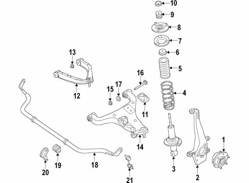 2021 Nissan Titan XD Suspension Components, Lower Control Arm, Upper Control Arm, Stabilizer Bar Clamp-Stabilizer Diagram for 54614-1PA0A