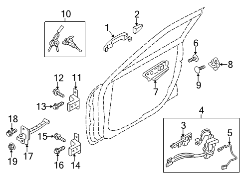 2013 Hyundai Veloster Front Door Door Handle Assembly, Exterior, Right Diagram for 82661-2V010