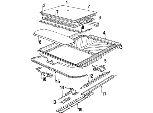 1993 BMW 750iL Sunroof Left Gate Diagram for 54128169823