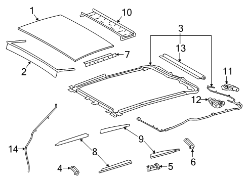 2020 Lexus ES350 Sunroof Rail Sub-Assembly Slide Diagram for 63202-33161-A0