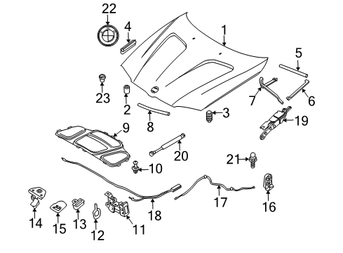 2006 BMW X3 Hood & Components Front Engine Hood Sealing Diagram for 51713400365