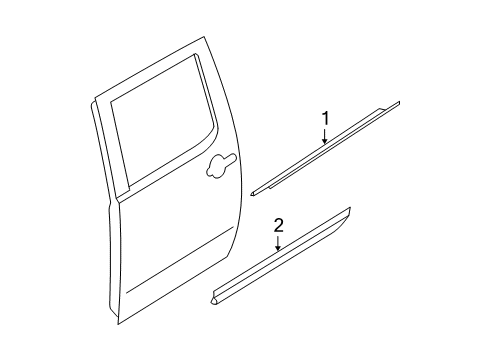 2017 Nissan Frontier Exterior Trim - Rear Door MOULDING - Rear Door, RH Diagram for 82870-EB09E