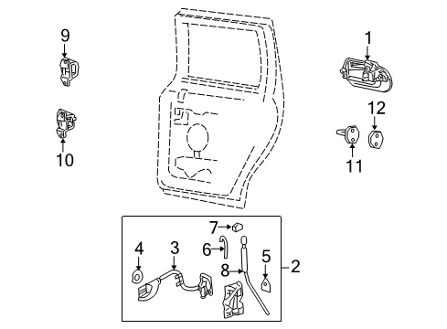 2003 Lincoln Navigator Rear Door - Lock & Hardware Handle, Outside Diagram for 7L7Z-7826605-AV