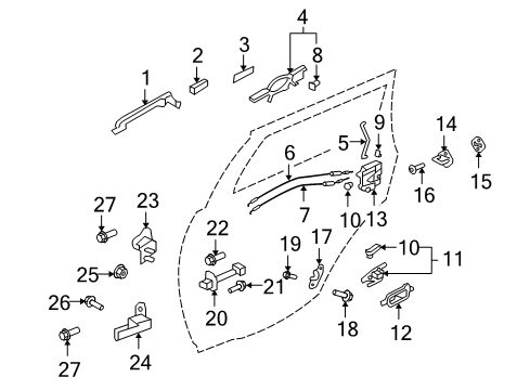 2007 Mitsubishi Outlander Rear Door SHIM-Door Latch STRIKER Diagram for MB888461