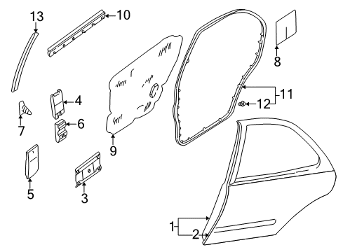 2000 Nissan Altima Rear Door Seal-Rear Door Partition, LH Diagram for 82839-0Z800