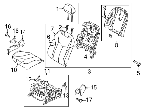 2013 Hyundai Veloster Passenger Seat Components Pad Assembly-Front Seat Back Passenge Diagram for 88450-2V500