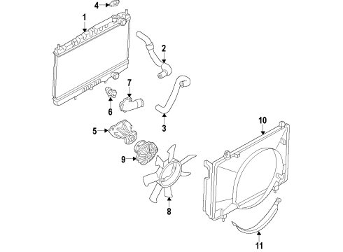 2001 Nissan Frontier Cooling System, Radiator, Water Pump, Cooling Fan, Belts & Pulleys SHROUD-Lower Diagram for 21477-41L00
