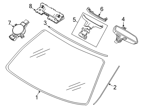 2019 BMW 640i xDrive Gran Turismo Windshield Glass Cover, Windscreen, Left Diagram for 51317412653