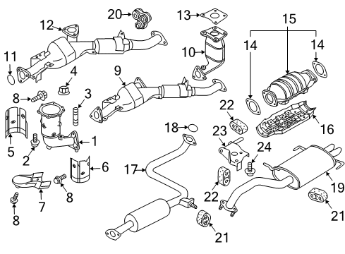 2003 Infiniti I35 Exhaust Components Three Way Catalytic Converter Diagram for 208A2-5Y826