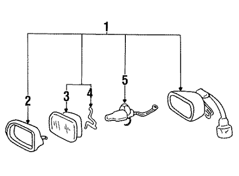 1994 Hyundai Scoupe Fog Lamps Front Passenger Side Fog Light Assembly Diagram for 92202-23210