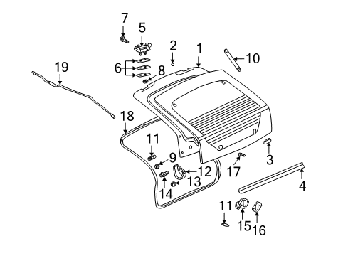 2004 Pontiac Aztek Lift Gate Lift Cylinder Stud Diagram for 11609286