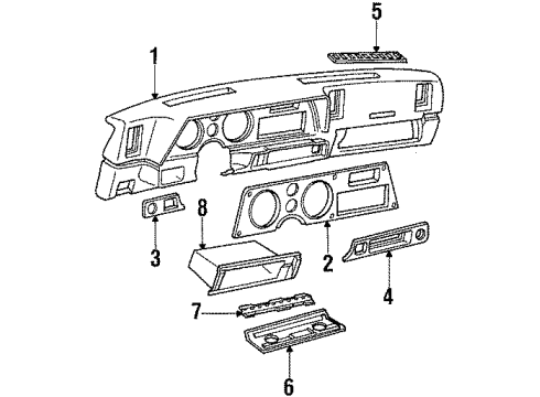 1986 Cadillac Cimarron Instrument Panel Lock Cylinder Diagram for 20502878