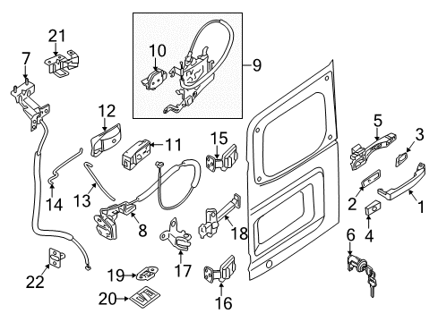 2013 Nissan NV2500 Cargo Door Escutcheon-Back Door Handle Diagram for 90682-VD200