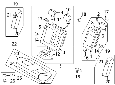 2010 Hyundai Sonata Rear Seat Components Rear Left-Hand Seat Back Covering Diagram for 89360-0A000-U7A