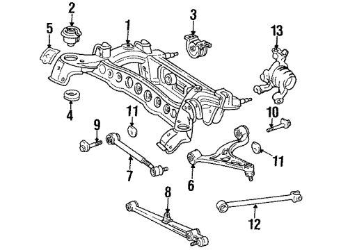 1997 Lexus SC300 Rear Suspension Components, Upper Control Arm, Stabilizer Bar Stopper, Rear Suspension Member, Lower Diagram for 52273-24010