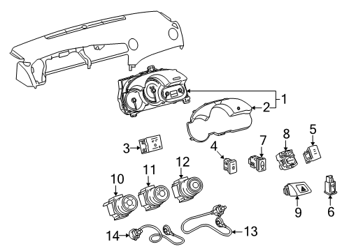 2009 Pontiac Vibe Instruments & Gauges Cluster Assembly Diagram for 19184120