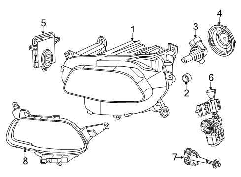 2018 Jeep Cherokee Headlamps HEADLAMP Right Diagram for 68292992AB