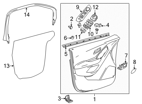 2014 Buick Encore Mirrors Lock Knob Bezel Diagram for 95931214