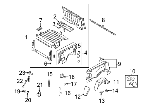 2009 Ford Explorer Sport Trac Pick Up Box Components Wheelhouse Diagram for 7A2Z-7827886-A