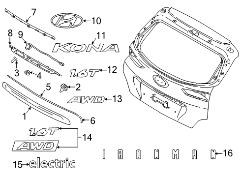 2019 Hyundai Kona Exterior Trim - Lift Gate Camera Assembly-Back View Diagram for 95760-J9000