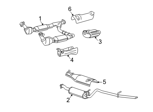 2005 Lincoln Navigator Exhaust Components Muffler W/Tailpipe Diagram for 6L7Z-5230-AB