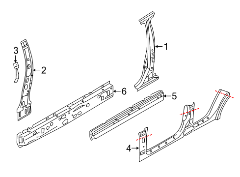 2017 Infiniti QX50 Center Pillar & Rocker Sill-Inner, RH Diagram for 76450-1BA0A