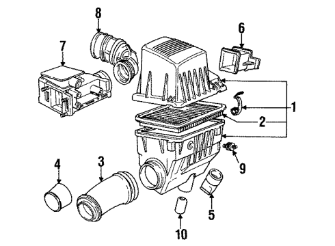 1991 BMW 318i Powertrain Control Intake Silencer Diagram for 13711709756