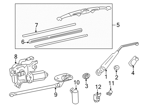 2002 Lexus LX470 Wiper & Washer Components Plate, WIPER Blade Rubber Diagram for 85224-10200