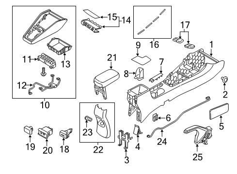 2020 Kia Rio Parking Brake Console Armrest Assembly Diagram for 84660H8000WK