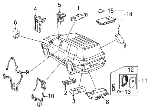 2010 Lexus LX570 Keyless Entry Components Antenna Diagram for 89997-60030