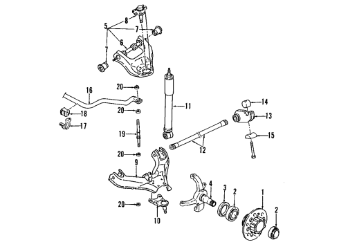 1994 Isuzu Amigo Front Suspension Components, Lower Control Arm, Upper Control Arm, Stabilizer Bar Rubber Rebound Diagram for 8-97362-962-0