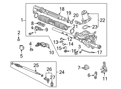 2002 Honda Civic Steering Column & Wheel, Steering Gear & Linkage Rack Assembly, Power Steering Diagram for 53606-S5T-A61