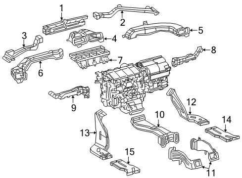 2018 Toyota Camry Ducts Outlet Duct Diagram for 55845-33180