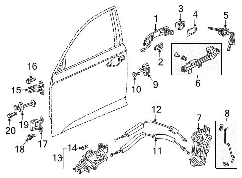 2019 Honda Accord Front Door Latch Assembly, Left Front Diagram for 72150-TVA-A01