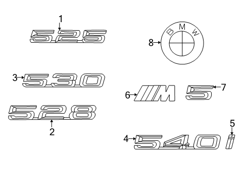 2000 BMW M5 Exterior Trim - Trunk Lid Trunk Lid Emblem Diagram for 51142694404