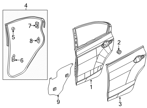 2012 Honda Civic Rear Door Weatherstrip, L. RR. Door Diagram for 72850-TR0-A01