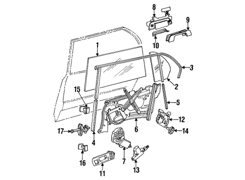 1994 BMW 740iL Door & Components Rear Outer Door Handle - Right Diagram for 51221928208