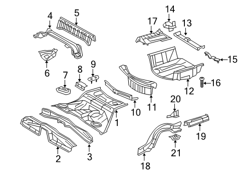 2011 Lexus IS350 Rear Body - Floor & Rails Pan, Rear Floor Diagram for 58311-53030