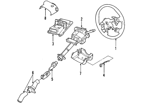 2003 Buick Rendezvous Steering Column, Steering Wheel Steering Column Diagram for 10334623